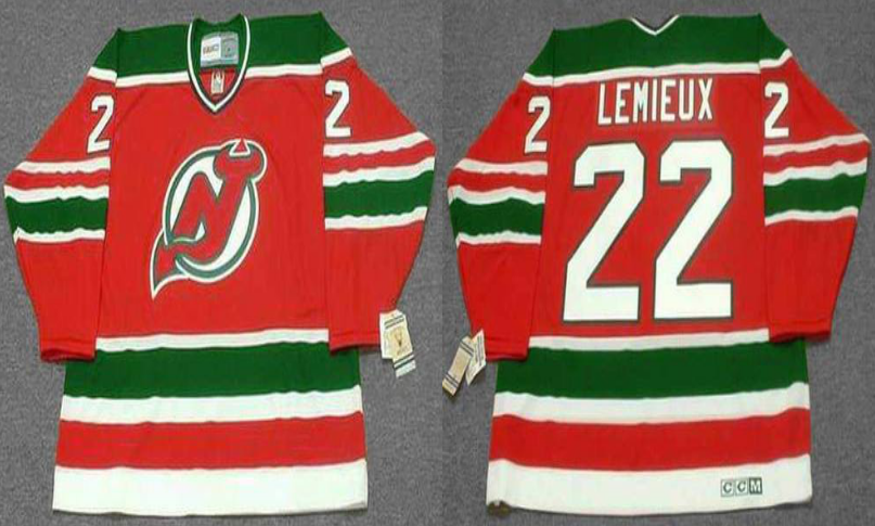 2019 Men New Jersey Devils 22 LeMieux red CCM NHL jerseys